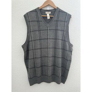 Dockers Men's Knit Sweater Vest XL Gray/Checkered V-Neck Academia Golf Old Money